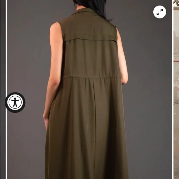 Kate Hewko Long Layering Cargo Vest Trenchcoat - Lightweight w/ Drawstring Waist - Picture 5 of 16